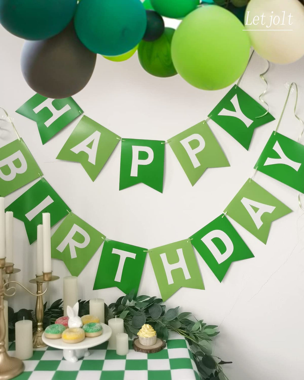 Letjolt Greenery Happy Birthday Banner - 13-Piece Birthday Garland, Nursery & Photo Backdrop
