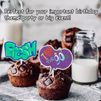LETLIMIT 18pcs Glitter Cupcake Toppers – 90s Retro Theme Party Decor | Food-Grade Sticks