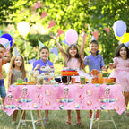 Letromp 3-Piece Outer Space Girls Birthday Tablecloths 54 x 108 in – Waterproof & Disposable