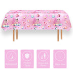 Letromp 3-Piece Outer Space Girls Birthday Tablecloths 54 x 108 in – Waterproof & Disposable
