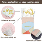 LetsCake 6-Pack Gold Cake Topper Set – Double-Sided Acrylic Happy Birthday Toppers