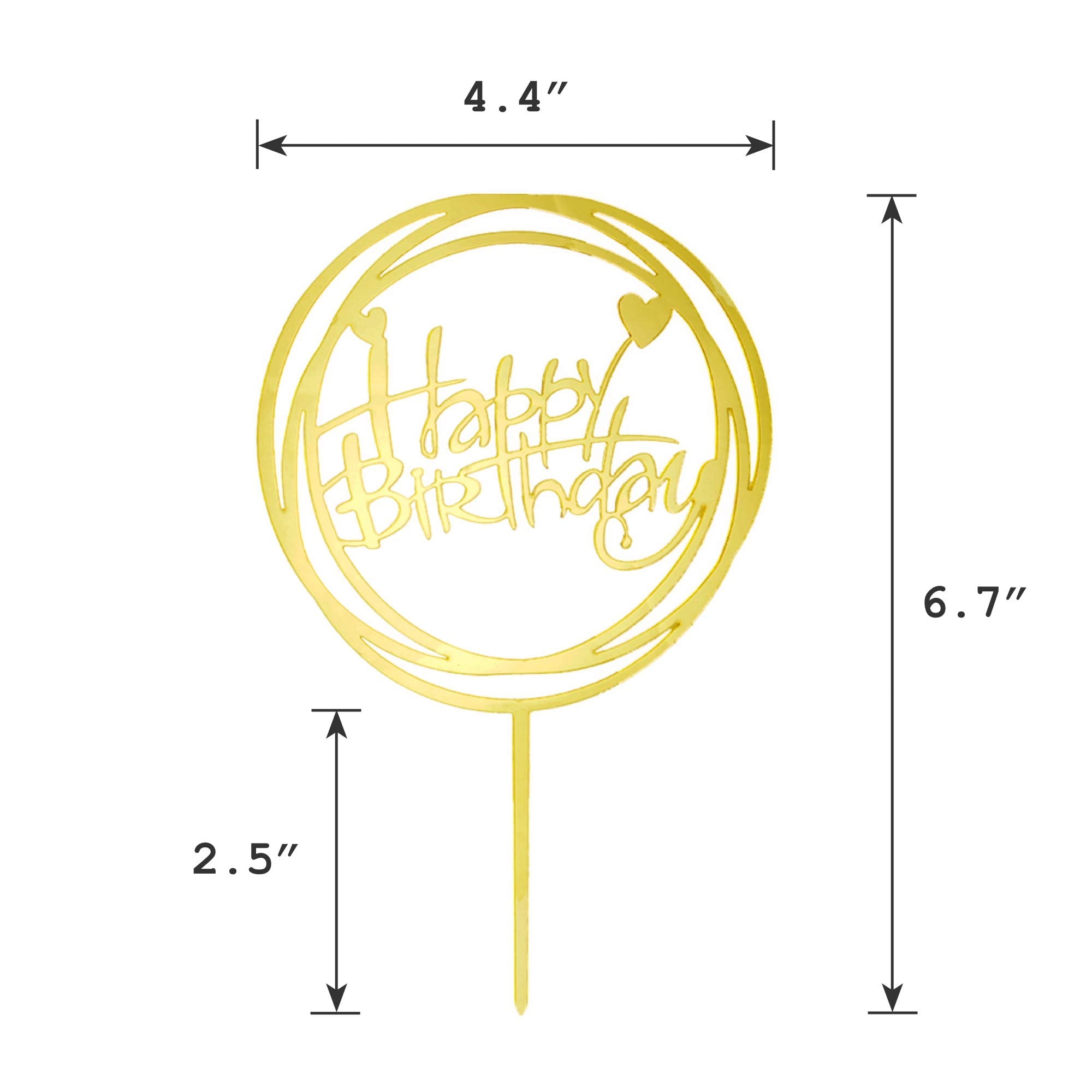 LetsCake 6-Pack Gold Cake Topper Set – Double-Sided Acrylic Happy Birthday Toppers