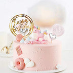 LetsCake 6-Pack Gold Cake Topper Set – Double-Sided Acrylic Happy Birthday Toppers