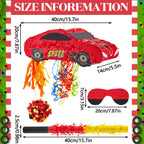Lewtemi 4-Piece Race Car Pinata Set – 15.7-Inch with Blindfold, Bat & Confetti