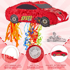 Lewtemi 4-Piece Race Car Pinata Set – 15.7-Inch with Blindfold, Bat & Confetti
