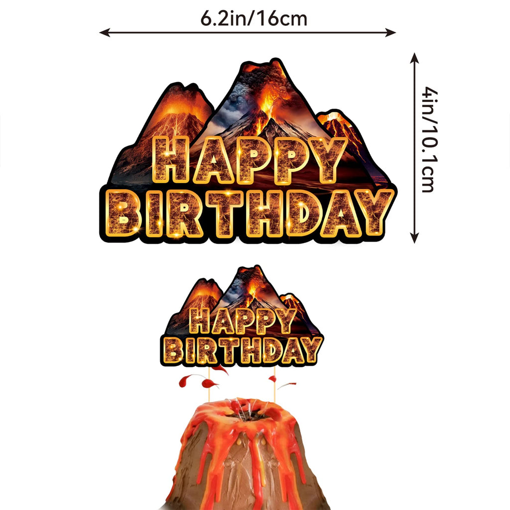 Lava Party Decorations Set - Volcano Banner, Cake Topper, Cupcake Toppers & Balloons by LFCFDX