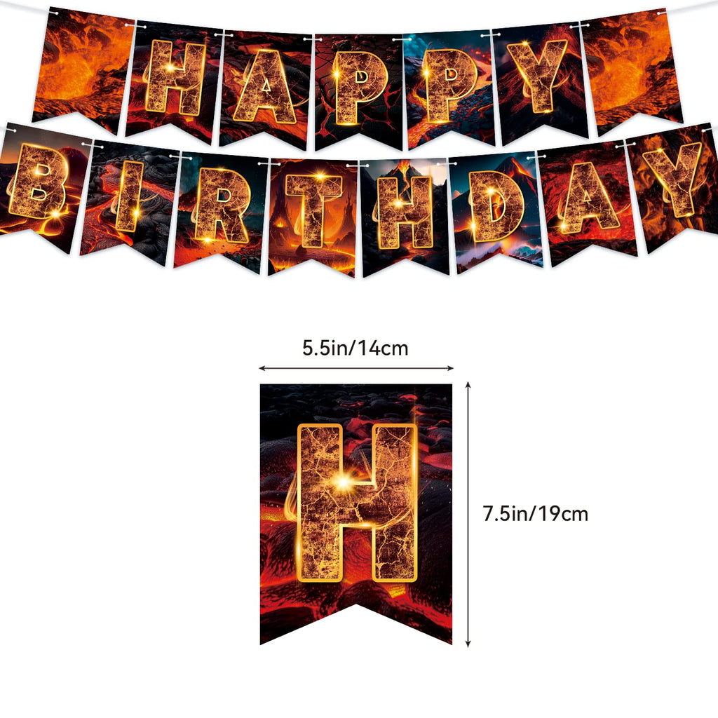 Lava Party Decorations Set - Volcano Banner, Cake Topper, Cupcake Toppers & Balloons by LFCFDX