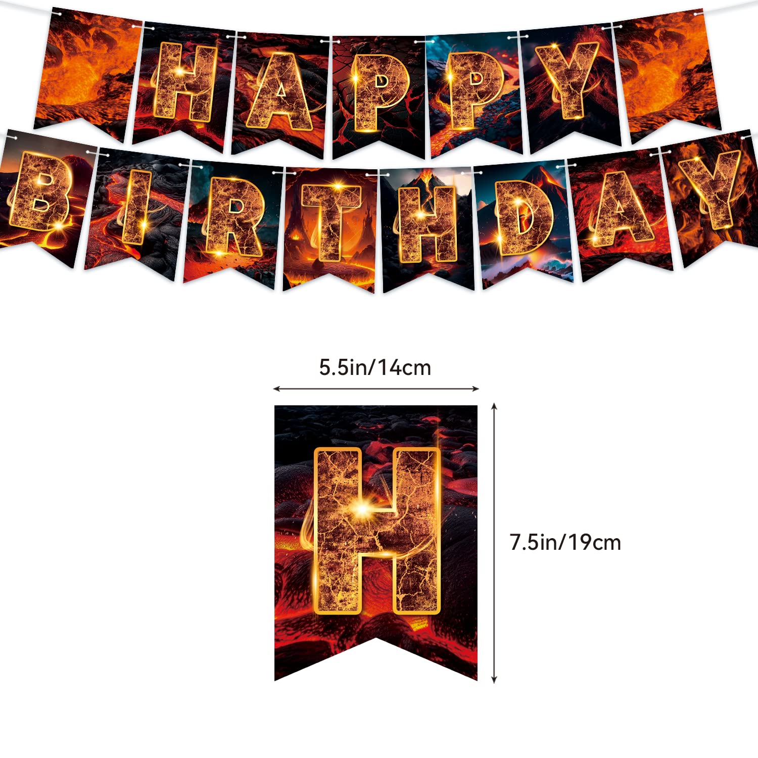 Lava Party Decorations Set - Volcano Banner, Cake Topper, Cupcake Toppers & Balloons by LFCFDX