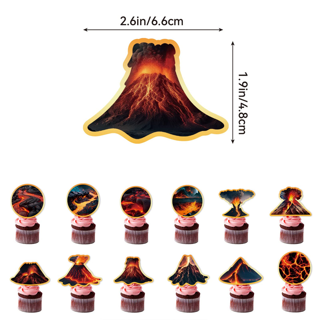 Lava Party Decorations Set - Volcano Banner, Cake Topper, Cupcake Toppers & Balloons by LFCFDX