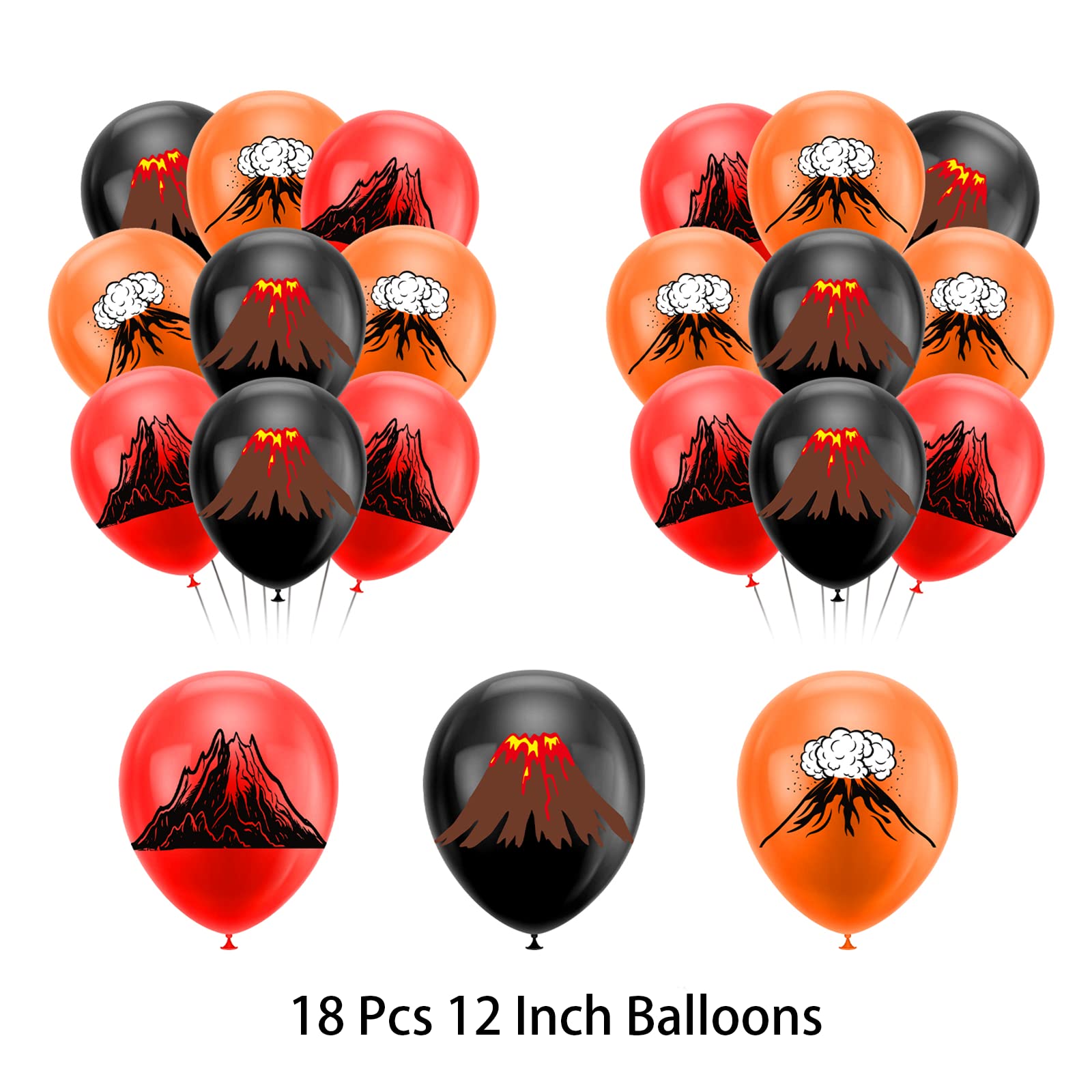 Lava Party Decorations Set - Volcano Banner, Cake Topper, Cupcake Toppers & Balloons by LFCFDX