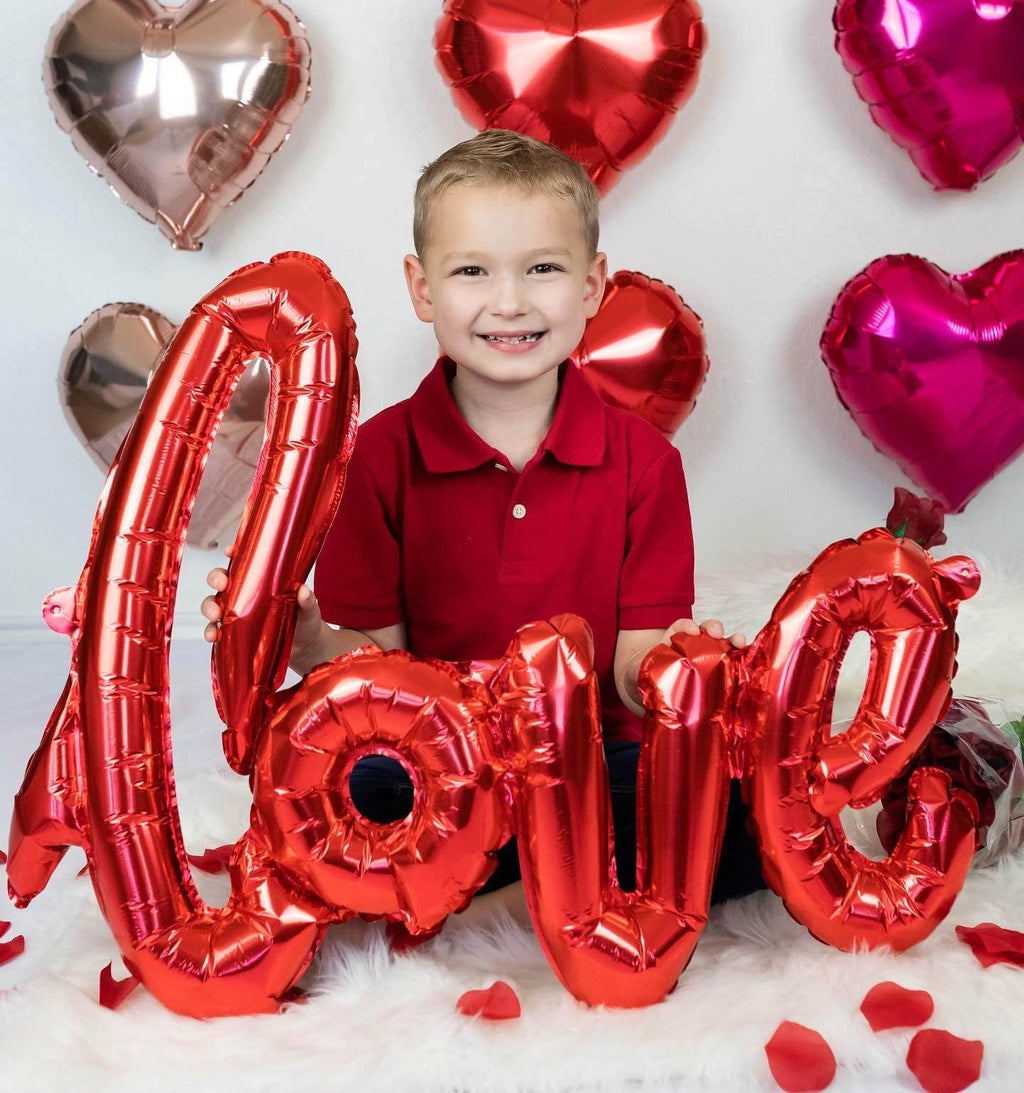 LHOAVWE 5 Pcs Pink Heart Balloons – Large Pink Love Balloon and Pink Heart Balloons for Valentines Day Weddings and Parties