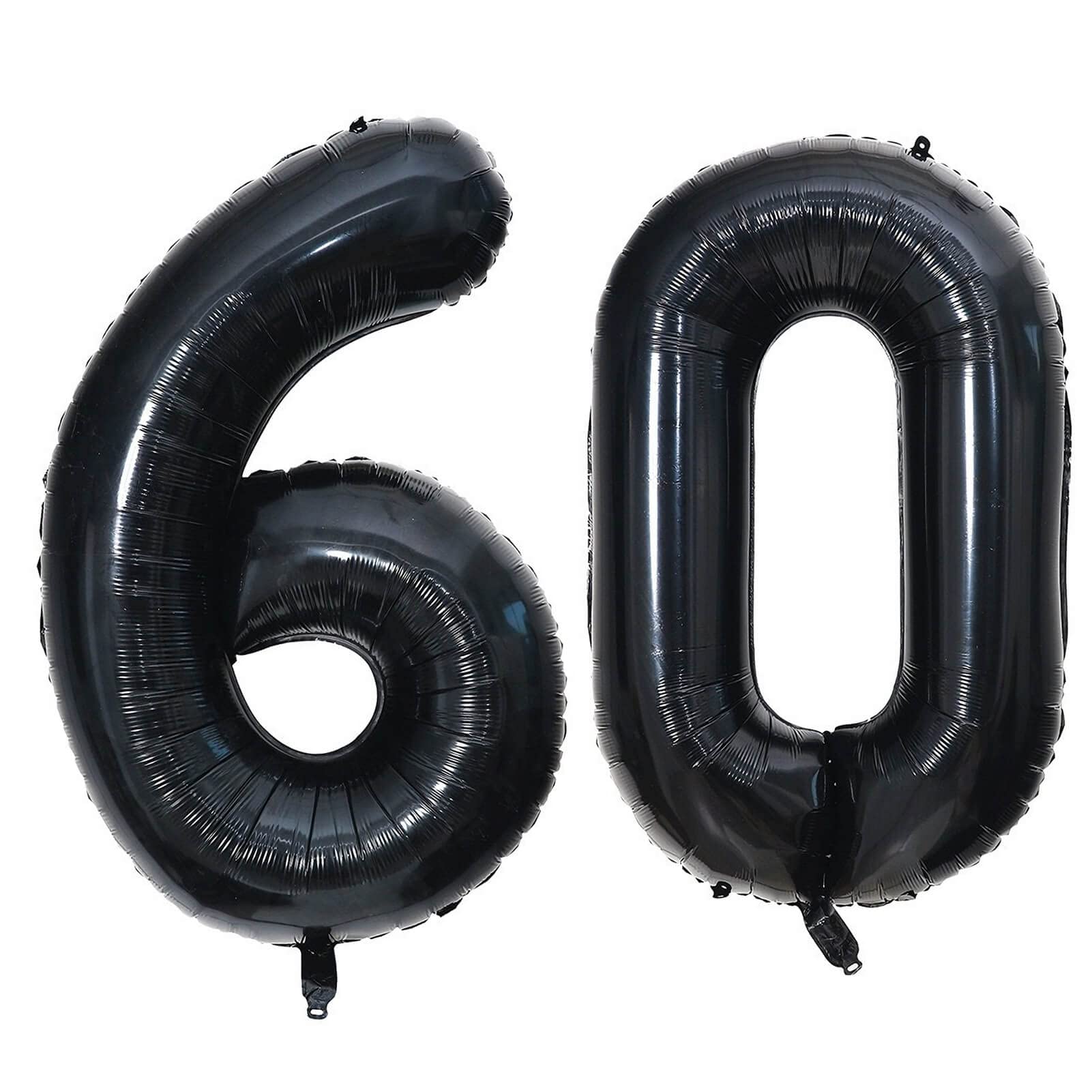 LHOAVWE 40in Black 60-Number Balloons – Giant Foil Mylar 60th Birthday Backdrop