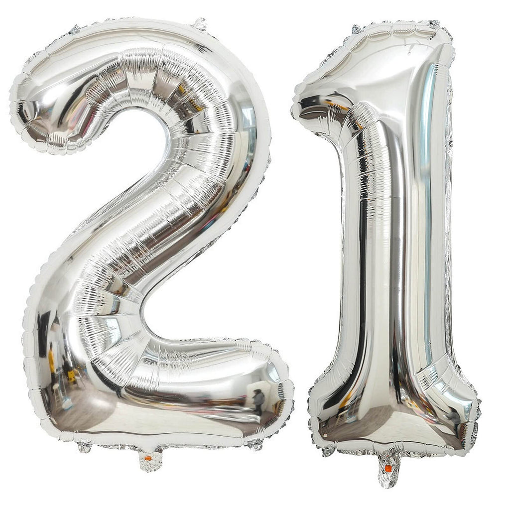 LHOAVWE 40-Inch Silver Number Balloons – Giant 12th & 21st Birthday Decor