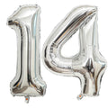 LHOAVWE 40 Inch Silver 14/41 Number Balloons – Giant Foil Backdrop for 14th Birthday & Anniversary