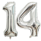 LHOAVWE 40 Inch Silver 14/41 Number Balloons – Giant Foil Backdrop for 14th Birthday & Anniversary