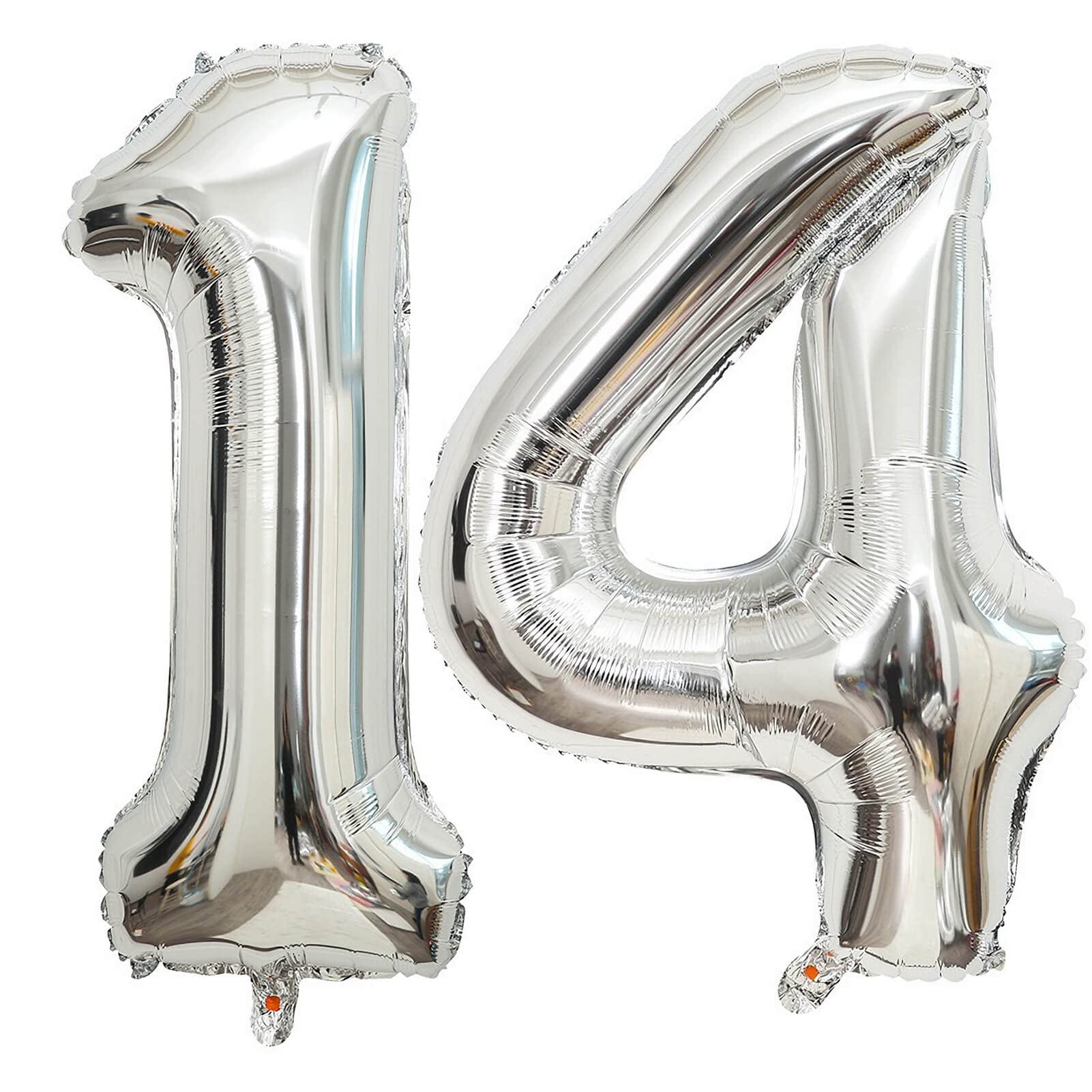 LHOAVWE 40 Inch Silver 14/41 Number Balloons – Giant Foil Backdrop for 14th Birthday & Anniversary