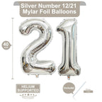 LHOAVWE 40-Inch Silver Number Balloons – Giant 12th & 21st Birthday Decor