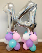 LHOAVWE 40 Inch Silver 14/41 Number Balloons – Giant Foil Backdrop for 14th Birthday & Anniversary