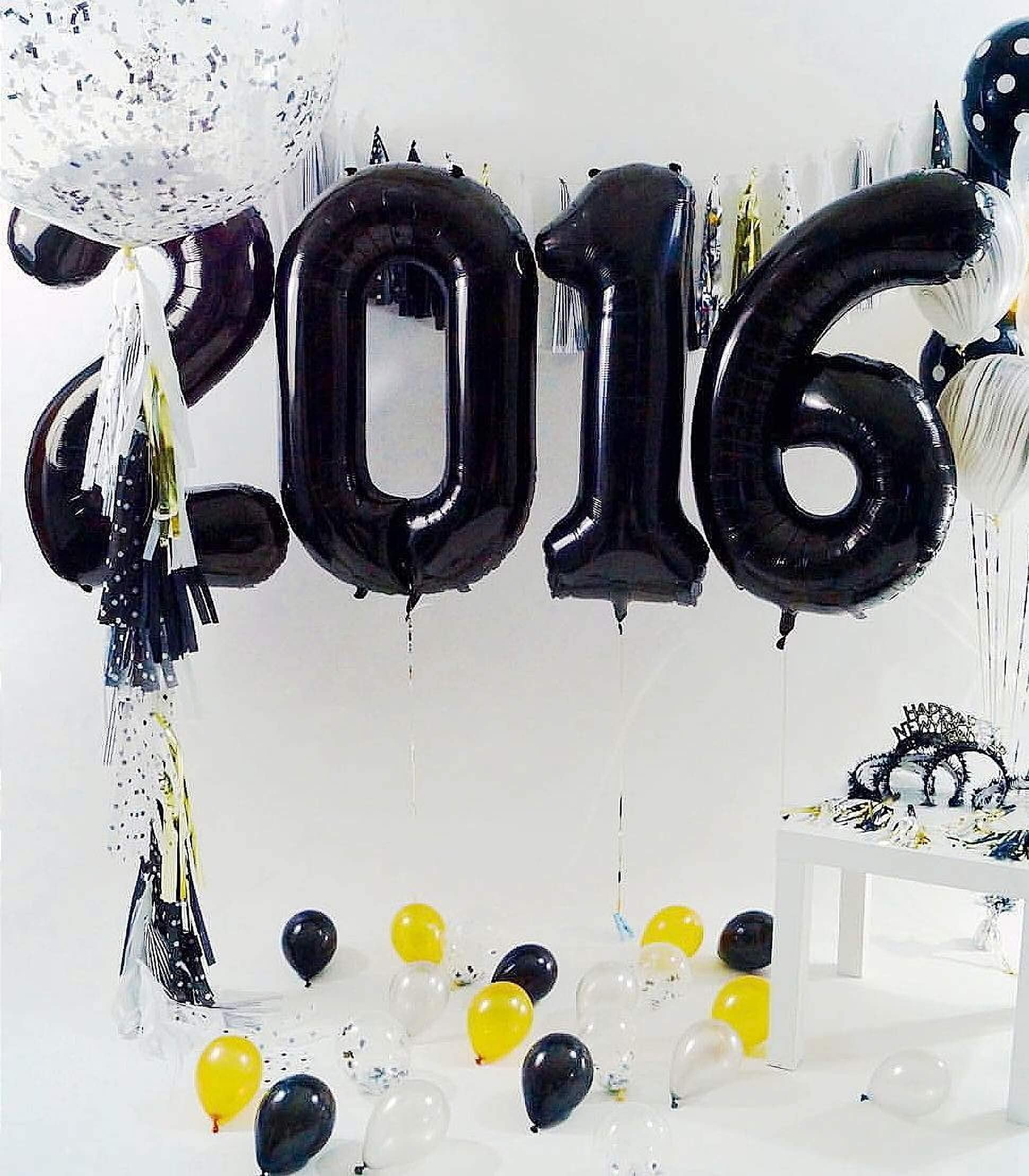 LHOAVWE 40in Black 60-Number Balloons – Giant Foil Mylar 60th Birthday Backdrop