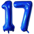 LHOAVWE Blue 17-Number Balloons 40-Inch Giant Laser Navy Blue | 17th Birthday & Anniversary Decor