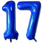 LHOAVWE Blue 17-Number Balloons 40-Inch Giant Laser Navy Blue | 17th Birthday & Anniversary Decor