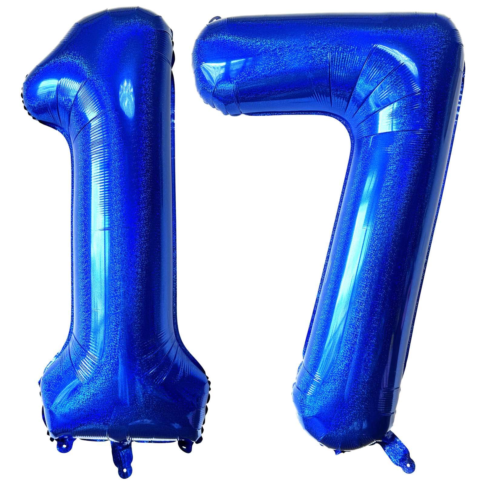 LHOAVWE Blue 17-Number Balloons 40-Inch Giant Laser Navy Blue | 17th Birthday & Anniversary Decor