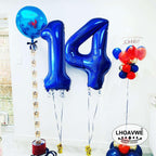 LHOAVWE Blue 17-Number Balloons 40-Inch Giant Laser Navy Blue | 17th Birthday & Anniversary Decor