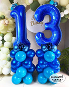 LHOAVWE Blue 17-Number Balloons 40-Inch Giant Laser Navy Blue | 17th Birthday & Anniversary Decor