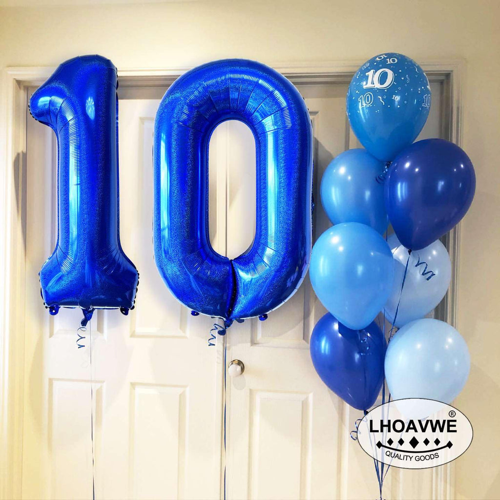 LHOAVWE Blue 17-Number Balloons 40-Inch Giant Laser Navy Blue | 17th Birthday & Anniversary Decor