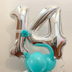 LHOAVWE 40 Inch Silver 14/41 Number Balloons – Giant Foil Backdrop for 14th Birthday & Anniversary