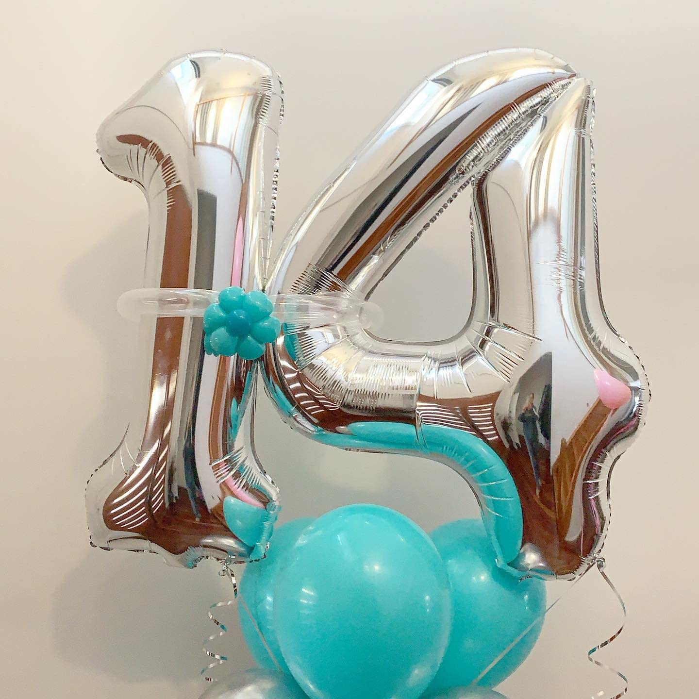 LHOAVWE 40 Inch Silver 14/41 Number Balloons – Giant Foil Backdrop for 14th Birthday & Anniversary