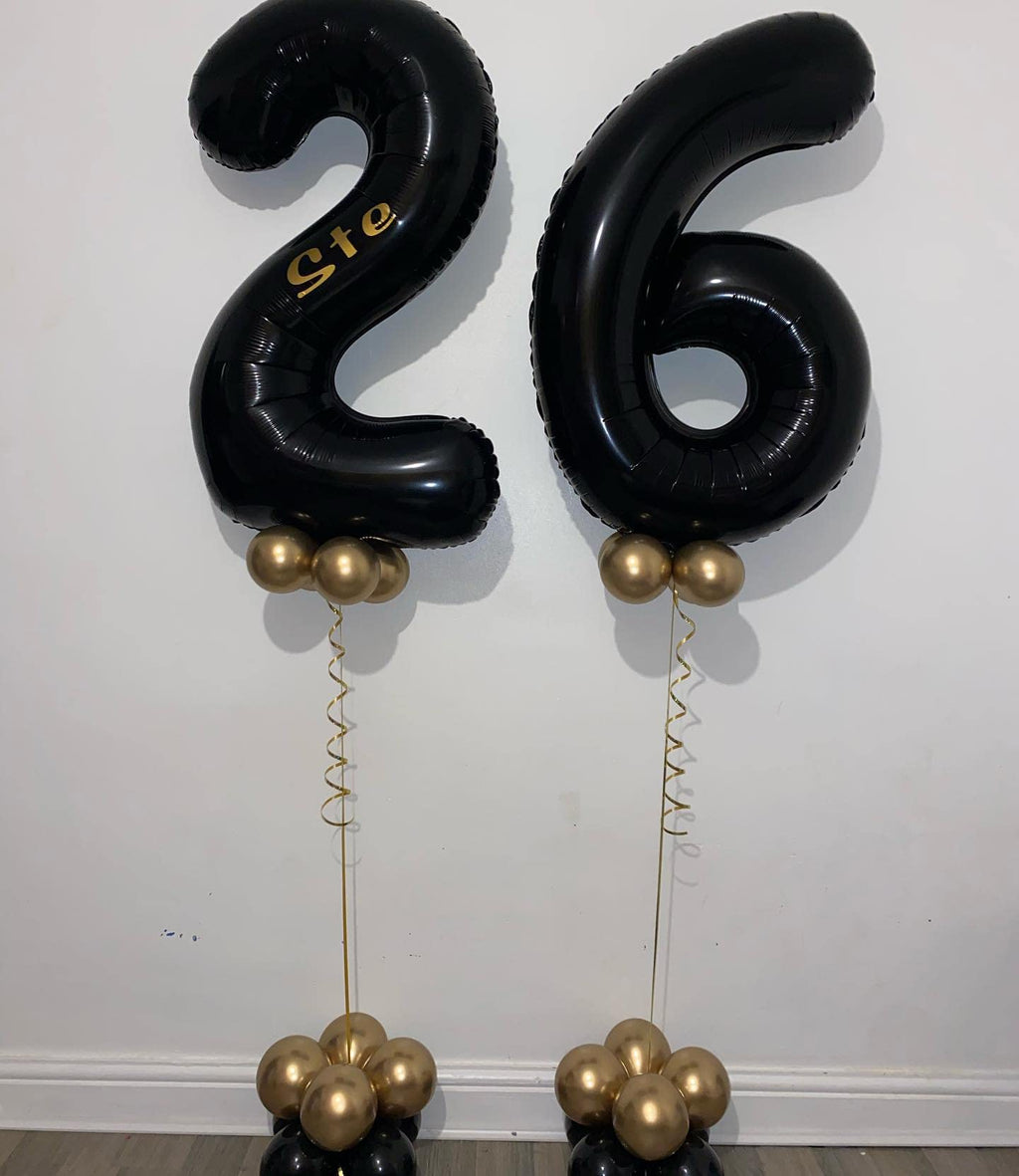 LHOAVWE 40in Black 60-Number Balloons – Giant Foil Mylar 60th Birthday Backdrop