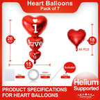 LHOAVWE 7-Piece Red Heart Balloons – I Love You Valentine Set