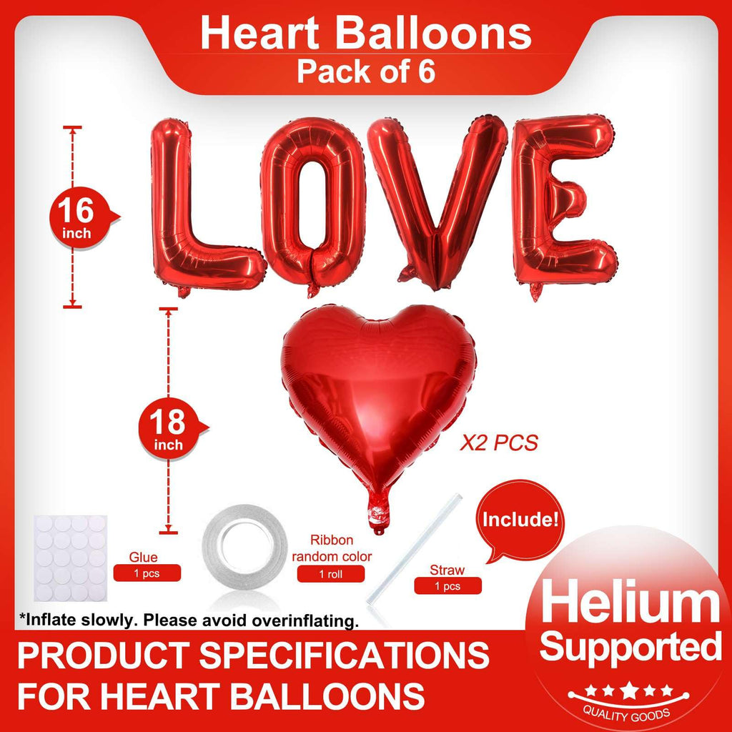 LHOAVWE Red Love Balloons – Valentine Heart Balloons for Weddings, Proposals & Parties