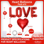 LHOAVWE Red Love Balloons – Valentine Heart Balloons for Weddings, Proposals & Parties