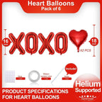 LHOAVWE 6 Pcs Red Heart & XOXO Balloons – Valentine Day Wedding & Bridal Shower Decor