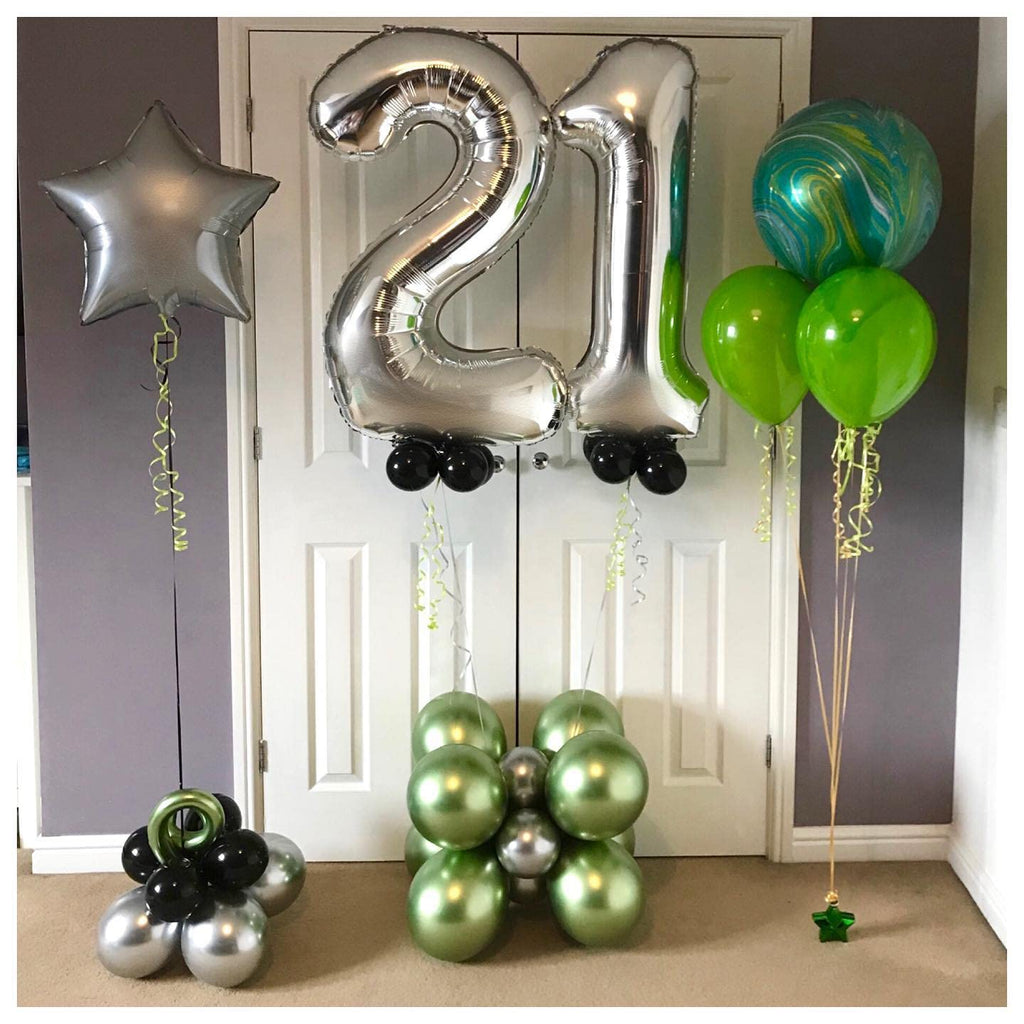 LHOAVWE 40-Inch Silver Number Balloons – Giant 12th & 21st Birthday Decor