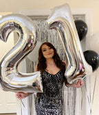LHOAVWE 40-Inch Silver Number Balloons – Giant 12th & 21st Birthday Decor