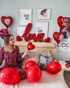 LHOAVWE 5 Pcs Hot Pink Balloons Set - Large 40x24 Inch Love Balloon + 18-Inch Heart Balloons for Valentine’s Day Weddings