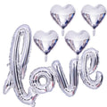 LHOAVWE 5 Pcs Silver Heart Balloons – Valentine Love Balloons for Weddings & Parties