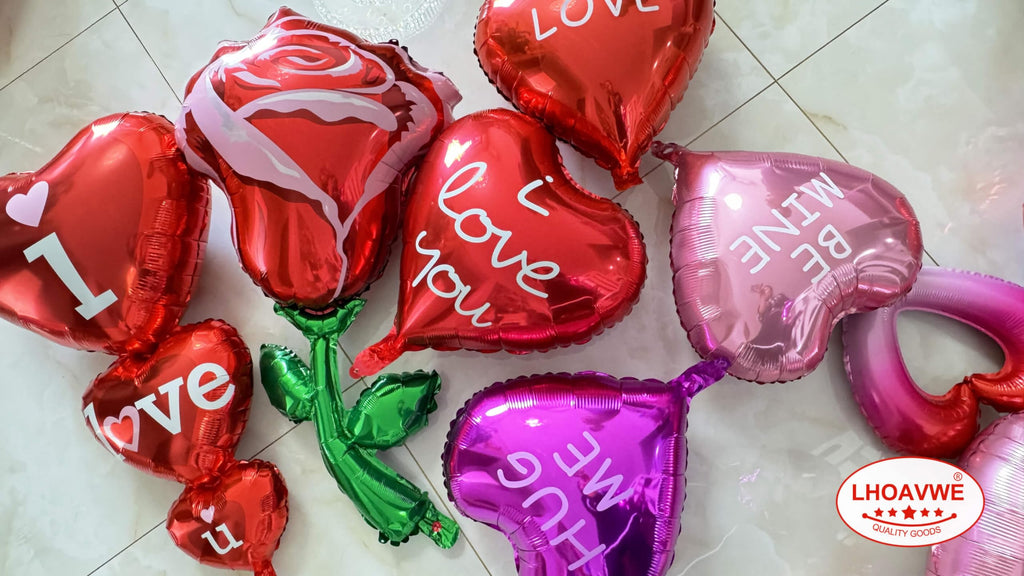 LHOAVWE 7-Piece Red Heart Balloons – I Love You Valentine Set