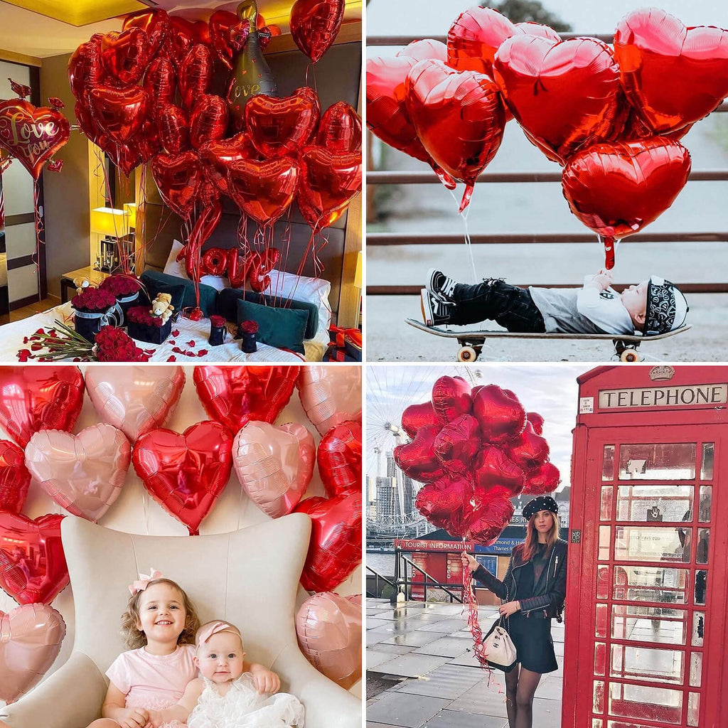 LHOAVWE 10Pcs Red Foil Heart Balloons 18-Inch Mylar Balloons for Weddings Valentine Baby Shower
