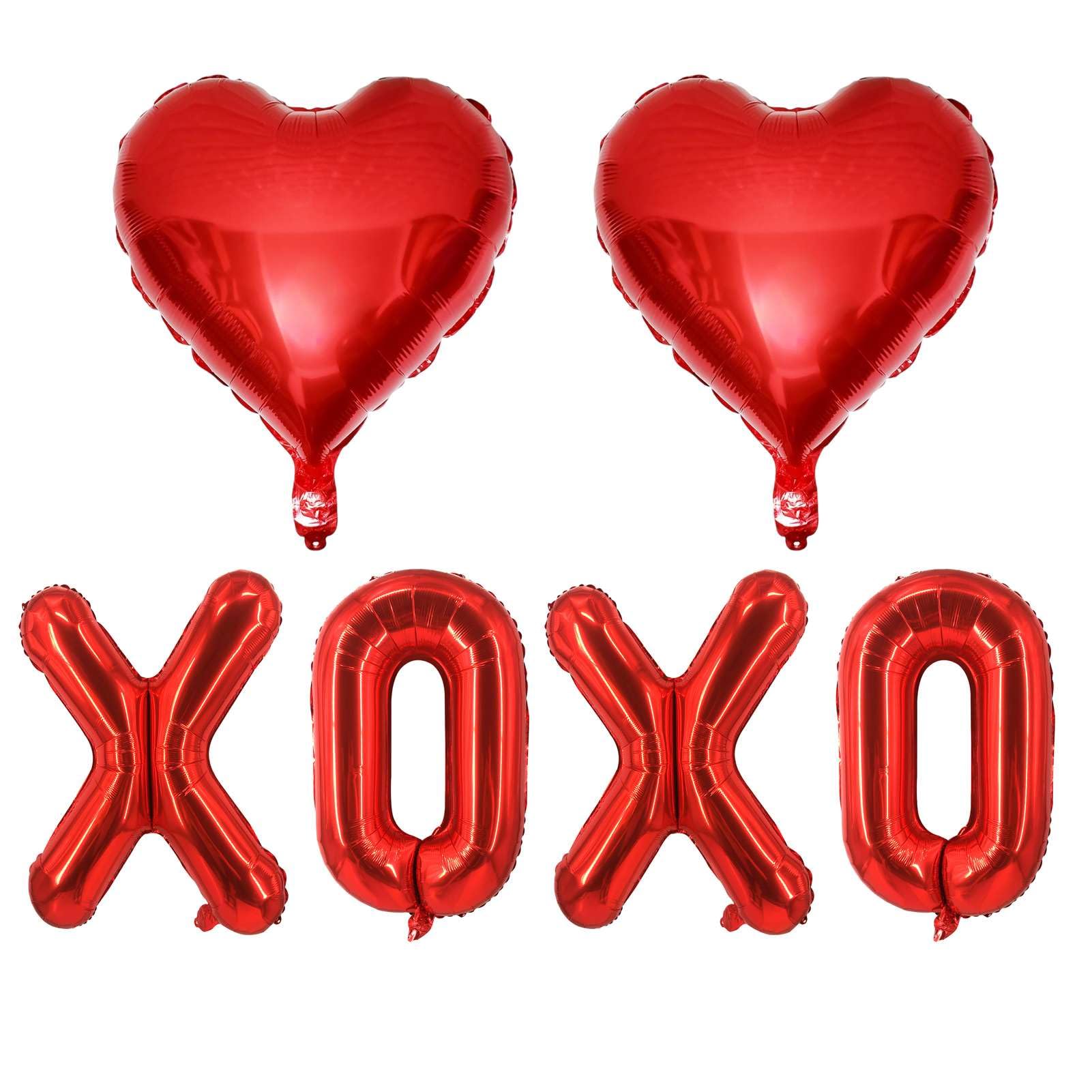 LHOAVWE 6 Pcs Red Heart & XOXO Balloons – Valentine Day Wedding & Bridal Shower Decor