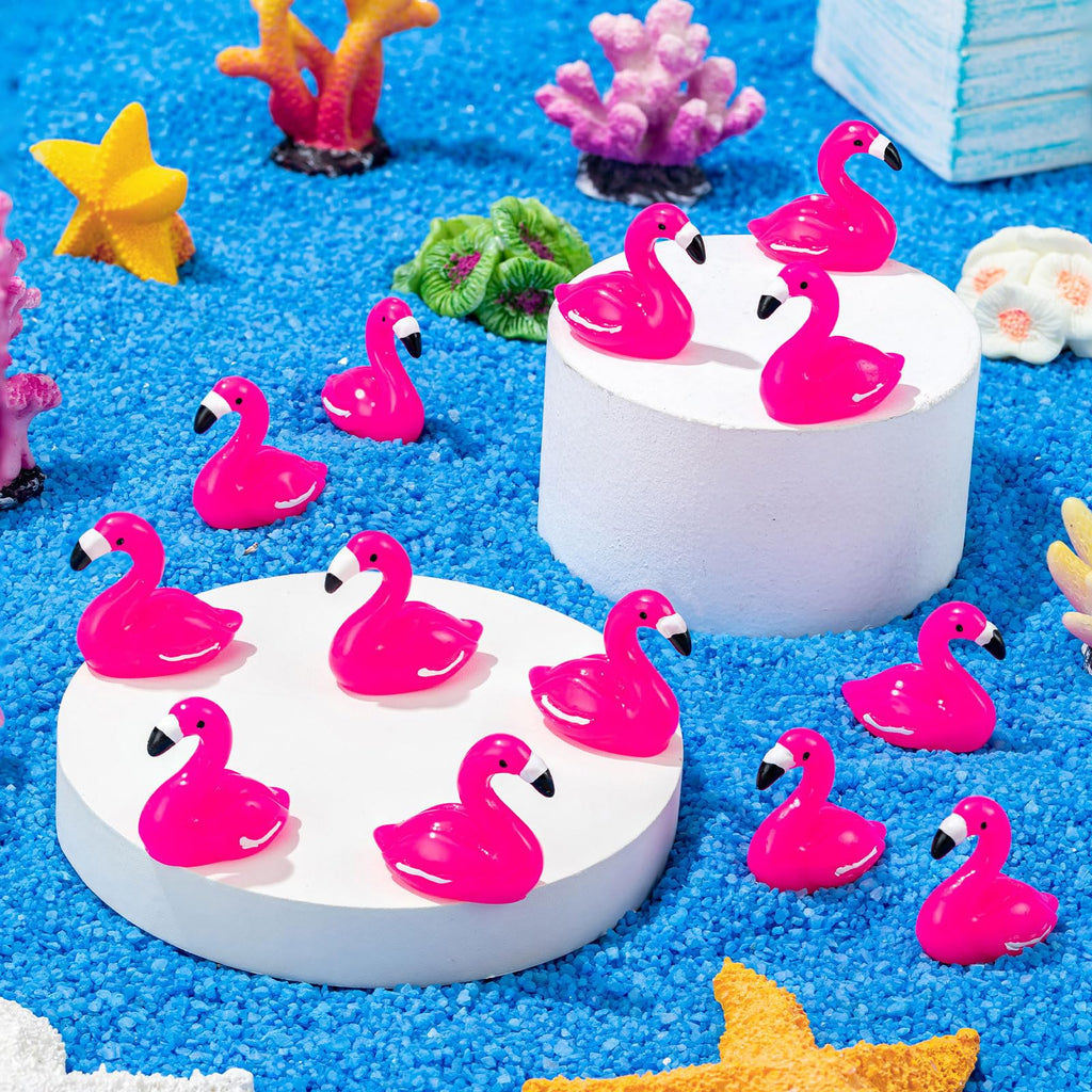 LHSYFBZ 50Pcs Mini Resin Flamingo Figurines – Cake Topper, Dollhouse & DIY Decor