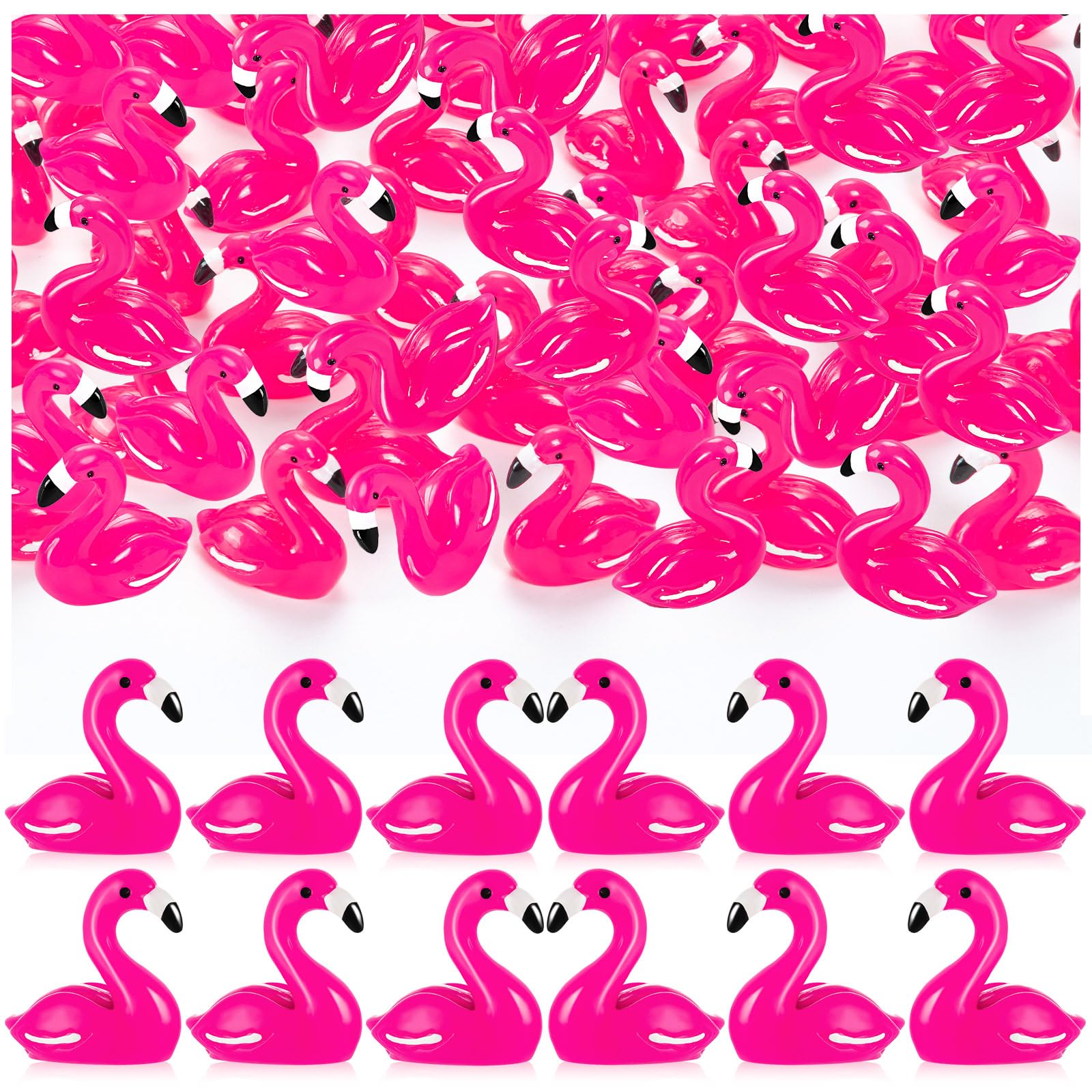 LHSYFBZ 50Pcs Mini Resin Flamingo Figurines – Cake Topper, Dollhouse & DIY Decor
