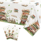 Lianxuia 3Pcs Book Themed Tablecloths - 54 x 108 in Waterproof Table Cover for Book Clubs, Parties, and Baby Showers
