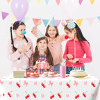 Lianxuia 3Pcs Pink Bow Cherry Tablecloths — Waterproof 54 x 108 Inch Plastic Party Cover