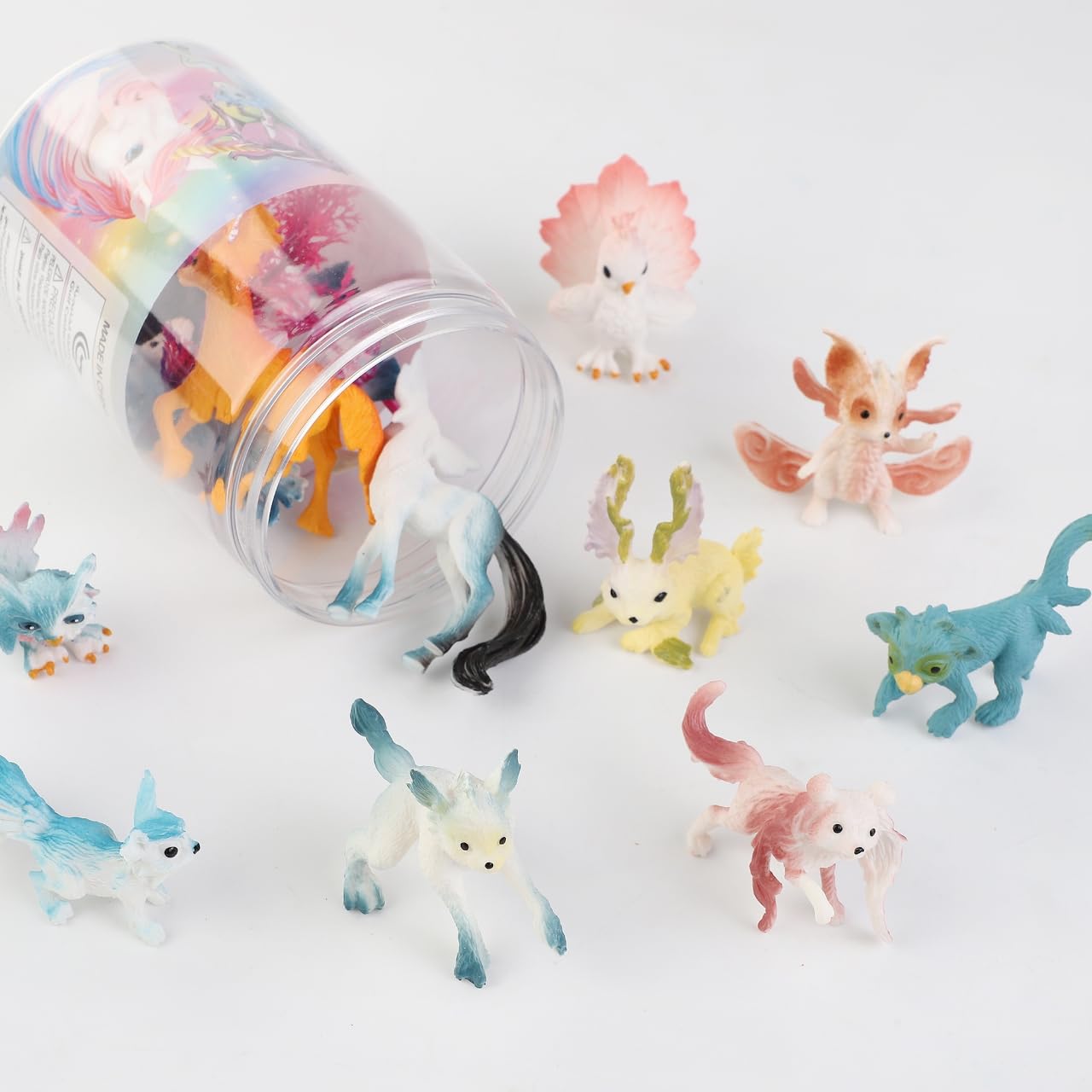 Liberty Imports 12 Pack Fantasy Creatures Figurines Set – Unicorns, Dragons & Fairy Animals | Mini Cake Toppers & Party Favors
