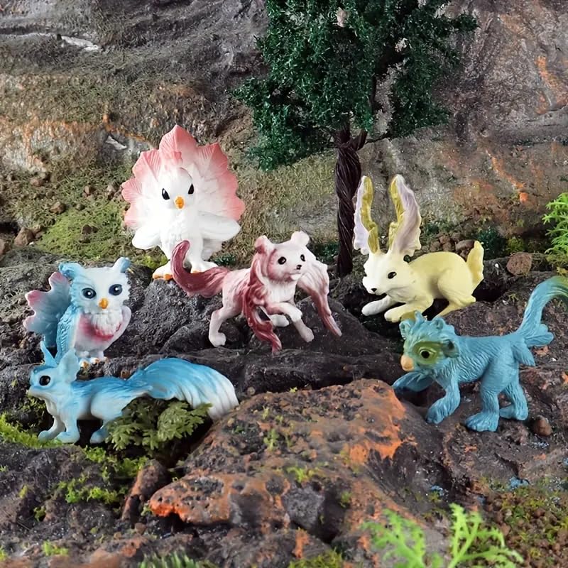 Liberty Imports 12 Pack Fantasy Creatures Figurines Set – Unicorns, Dragons & Fairy Animals | Mini Cake Toppers & Party Favors