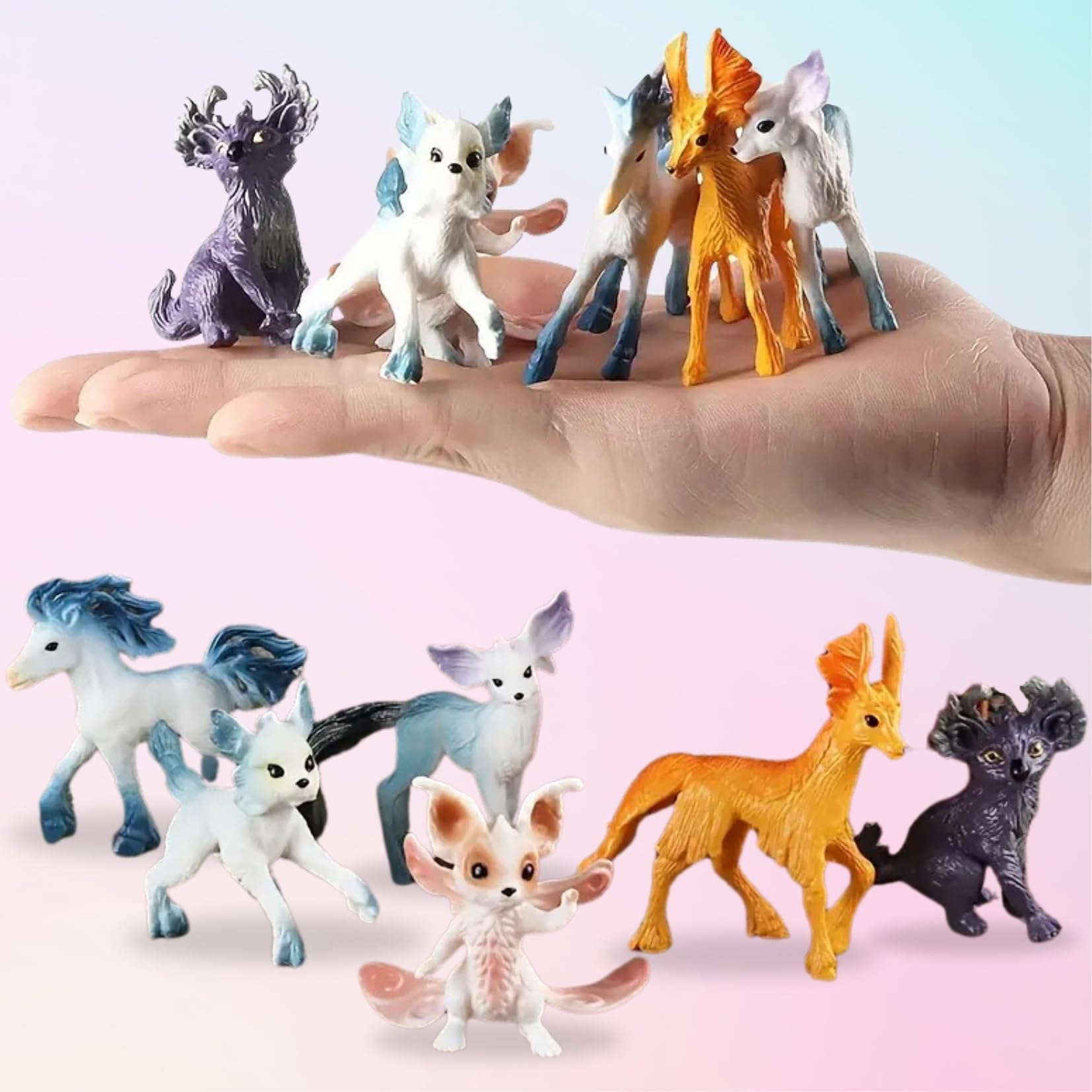 Liberty Imports 12 Pack Fantasy Creatures Figurines Set – Unicorns, Dragons & Fairy Animals | Mini Cake Toppers & Party Favors